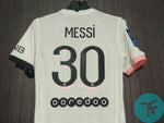 Printed: Messi-30 PSG Away T-shirt 21/22, Authentic Quality with Ligue 1 badge