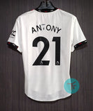 Printed: Antony-21 Manchester United Away T-shirt 22/23, Authentic Quality with EPL badges