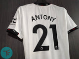 Printed: Antony-21 Manchester United Away T-shirt 22/23, Authentic Quality with EPL badges