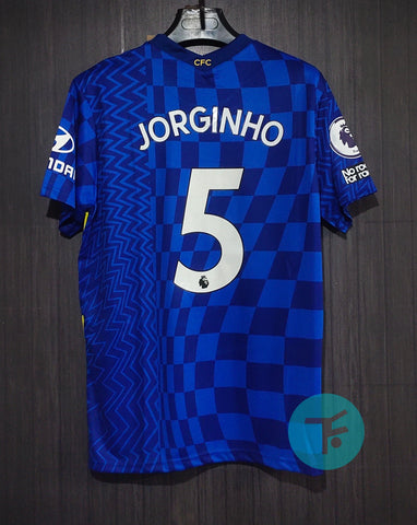 Printed: Jorginho-5 Chelsea Home T-shirt 21/22, Showroom Quality with EPL badges