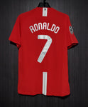 Manchester United 2007/09 Classic Home Final Winning Retro with Ronaldo-7 print with UCL Badge