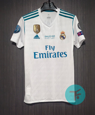 Real Madrid 2017/18 Classic Home Retro with Final Print