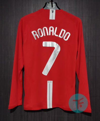 Manchester United 2007-08 Classic Home Retro in Full sleeves with Ronaldo-7 print and UCL Badge